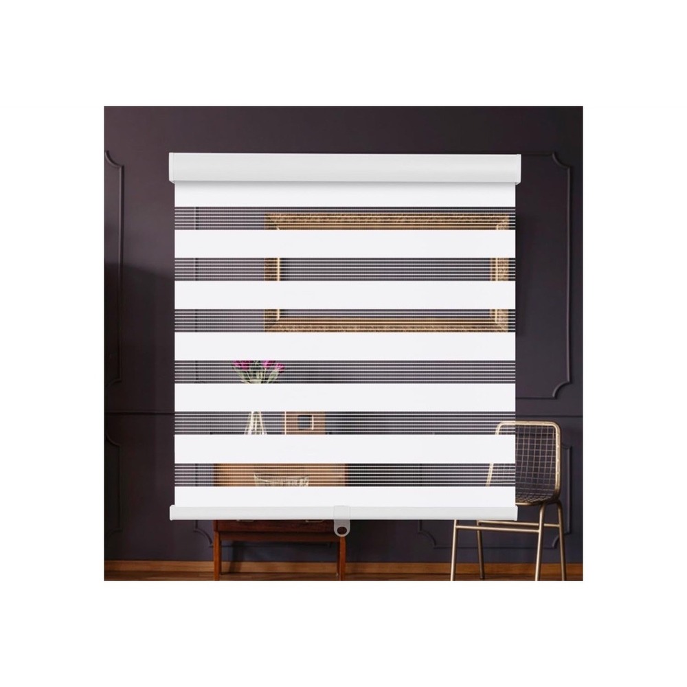 SMONTER Cordless Zebra Blinds‎ Light Grey Window Roller Shades 59" W x 72" H New